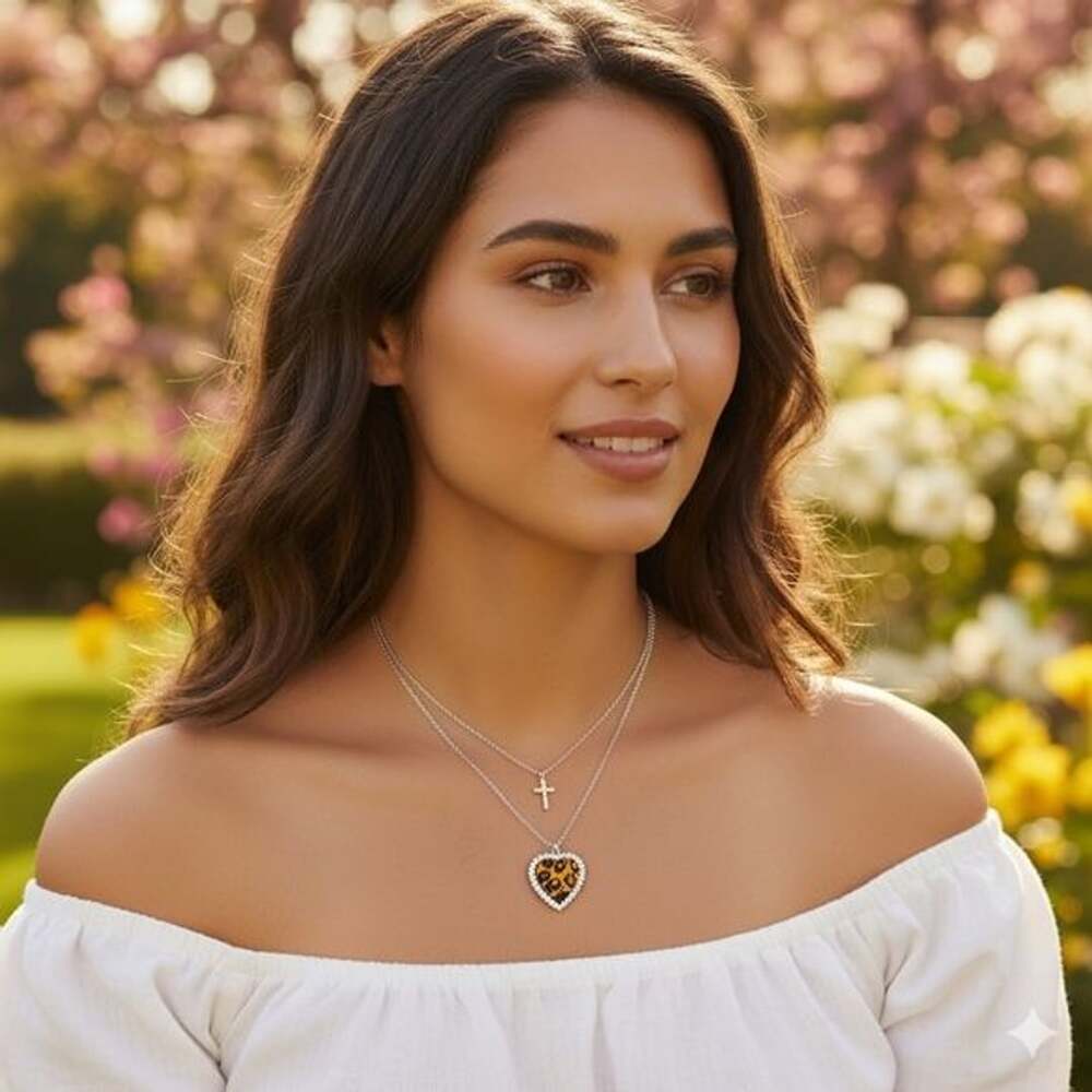 Betsey Johnson Silver and Gold Cross And Heart Pendant Necklace